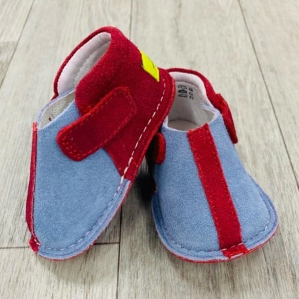 PIPIT Stripe sky / red suede luxury baby shoes size 2 NIB